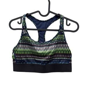 VICTORIA SPORT Sports Bra Women Size M Colorful Striped Mesh Lined Band Gym Yoga